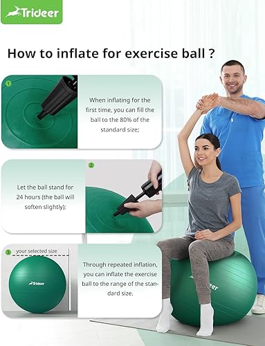Miniatura 6 de Trideer Exercise Ball for Physical Therapy, Swiss Ball Physio Ball for Rehab Exercises, Workout Fitness Ball for Core Strength, Yoga Ball for