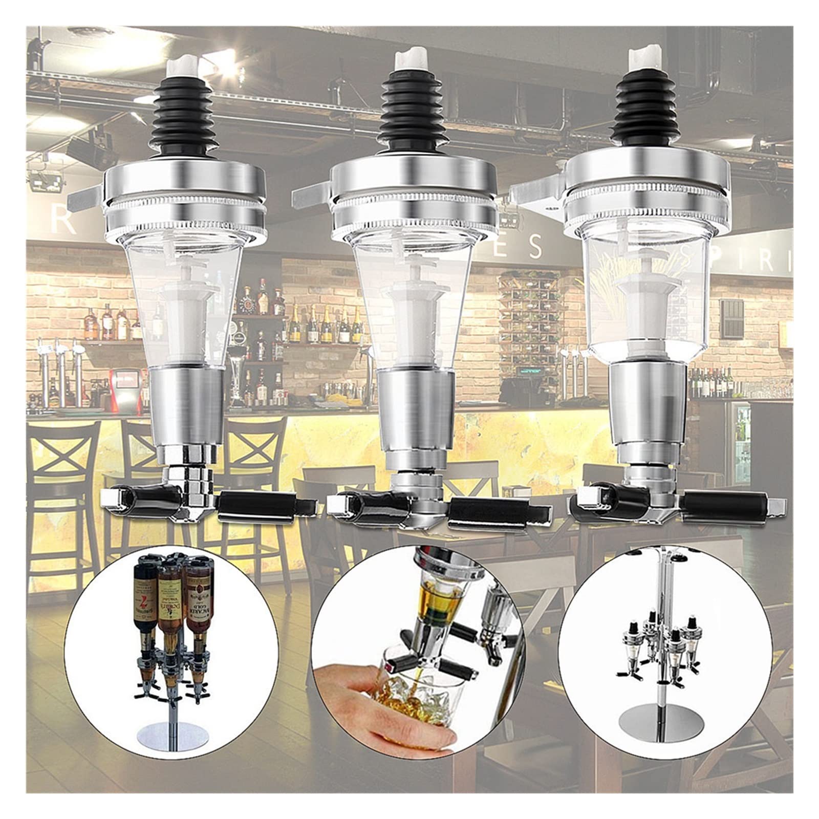 4 Ugelli Di Ricambio Per Dispenser Di Vino E Liquori – 45 Ml A Spinta – Plastica ABS Cromata Per Vodka, Rum, Whisky