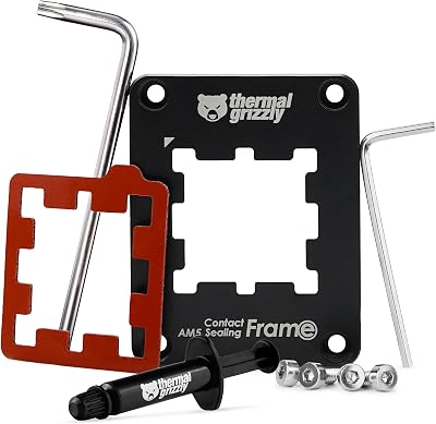 Thermal Grizzly AM5 Contact Sealing Frame - Contact Frame & CPU Guard Combination - Optimizes Contact Pressure Points & Protects Components - for AMD Ryzen 7000 CPUs - Including Aeronaut 1g