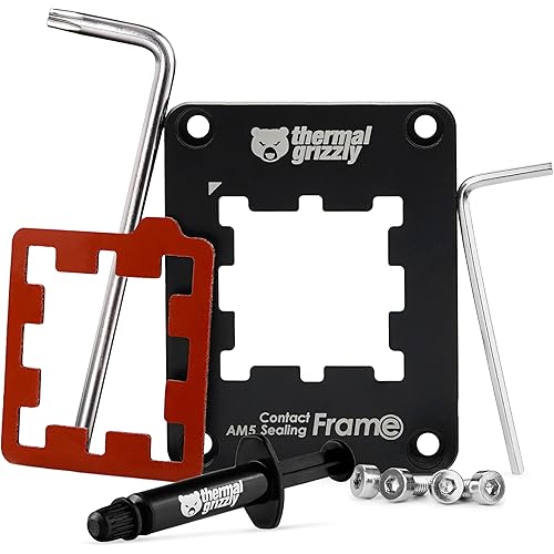 Thermal Grizzly AM5 Contact Sealing Frame - Contact Frame & CPU Guard Combination - Optimizes Contact Pressure Points & Protects Components - for AMD Ryzen 7000 CPUs - Including Aeronaut 1g