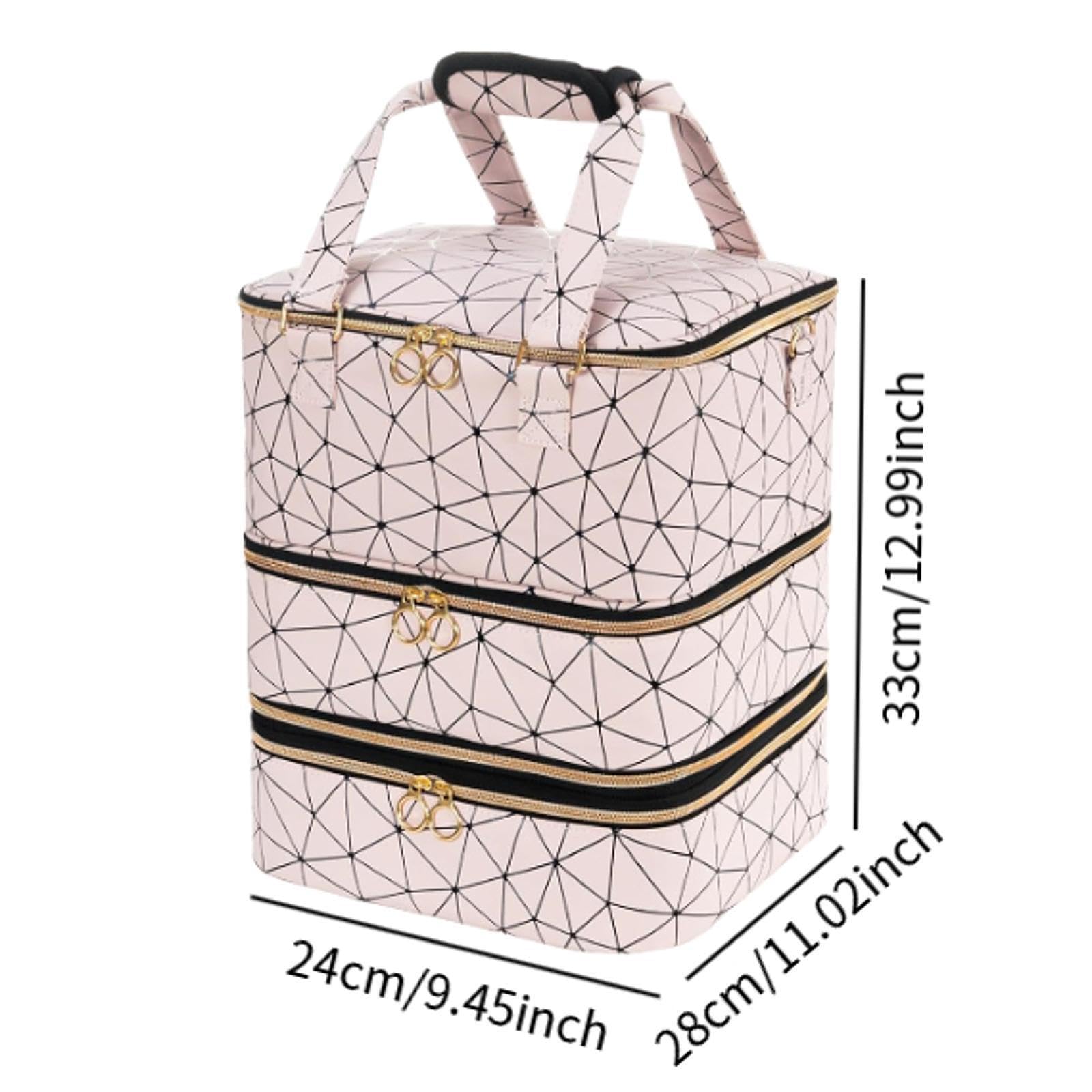 Bolsa de almacenamiento de esmalte de uñas de 3 capas con capacidad para 84 botellas. Ofrece gran capacidad para todas las herramientas y accesorios.