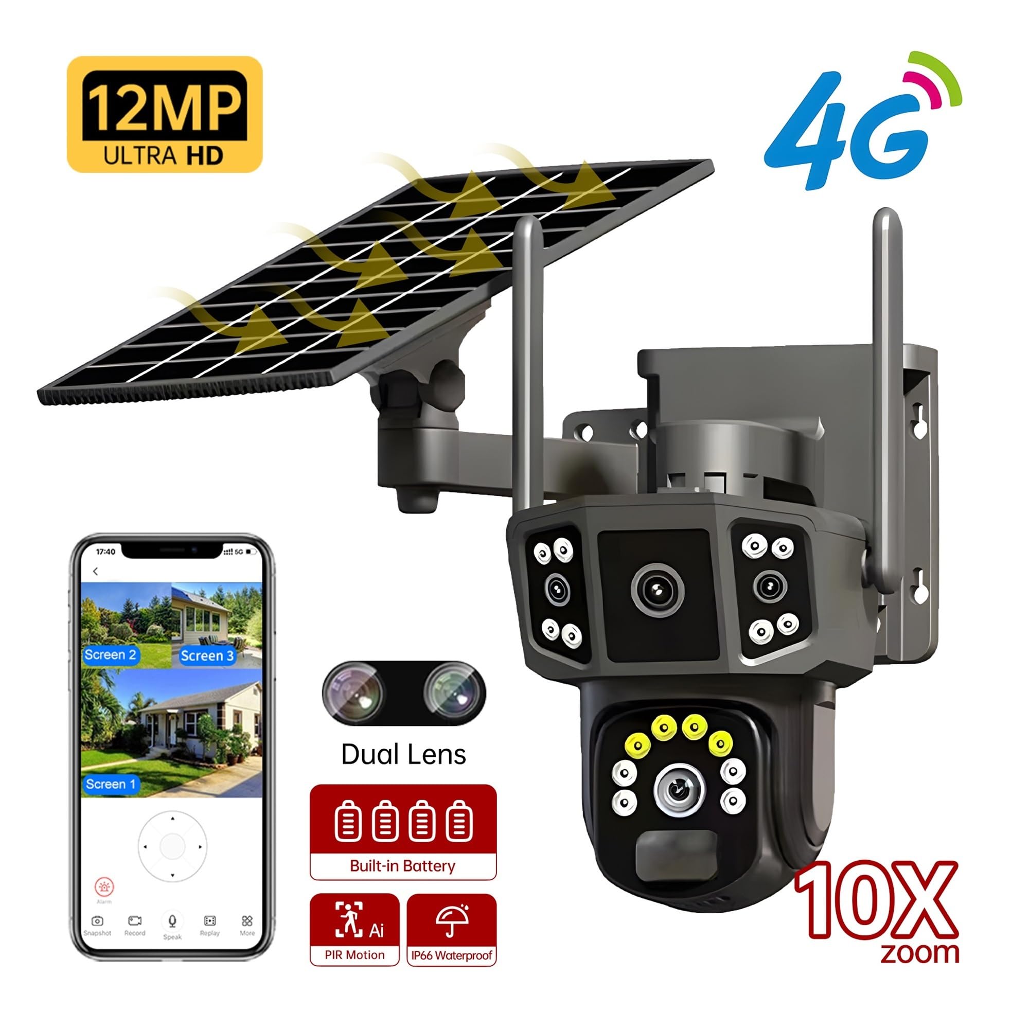 Telecamera Rete Solare WiFi 4G Esterna V380 Pro Videosorveglianza CCTV