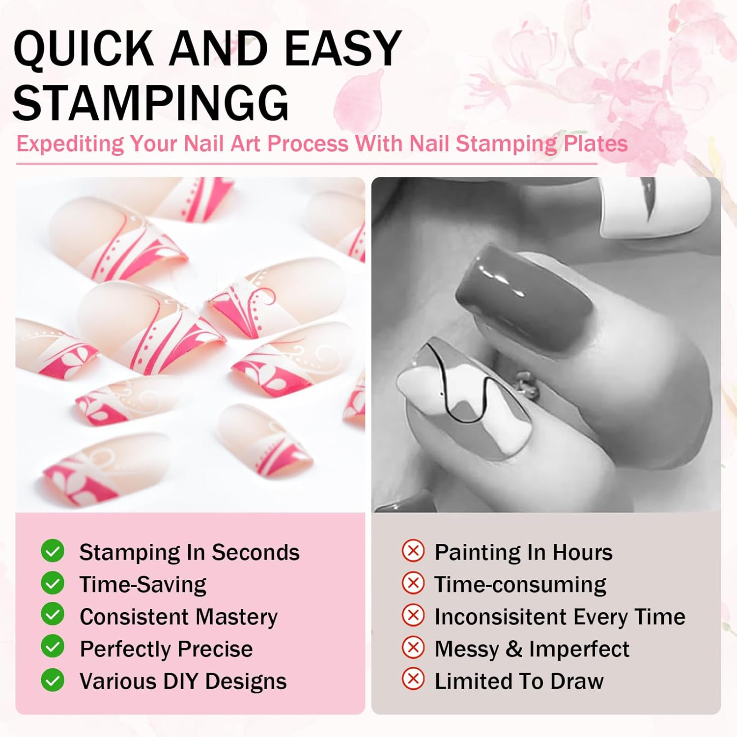 Nail Stamp for Nail Salon, 192PCS 3D Nail Stamper Kit Different Patterns Clear Lines Manicure DIY Design Nail Art Stamp for Women Art Decoration
