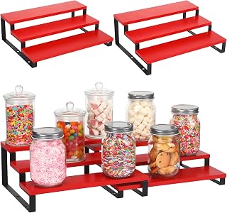 2 Pack 3 Tier Christmas Hot Cocoa Bar Station Organizer Shelf for Countertop Decorations Wooden Storage Rack Kitchen Counter Chocolate Spice Rack Organizer Coffee Bar Accessories