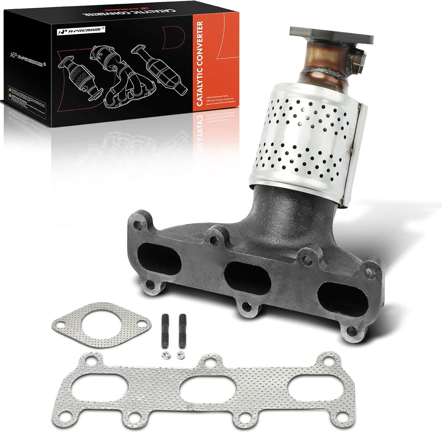 A-Premium Front Left Exhaust Manifold Catalytic Converter Kit Direct-Fit Compatible with Kia Optima 2006-2008, Rondo 2007-2010 & Hyundai Santa Fe 2007-2009, 2.7L, EPA Compliant, Replace# 285103E830