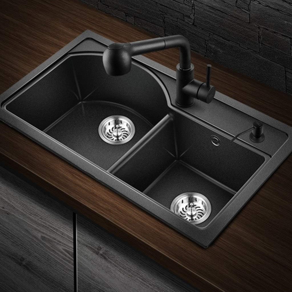 Home Black Double Trough Large Capacity Thick Sink Tableware Supplies Easy to Clean Gift