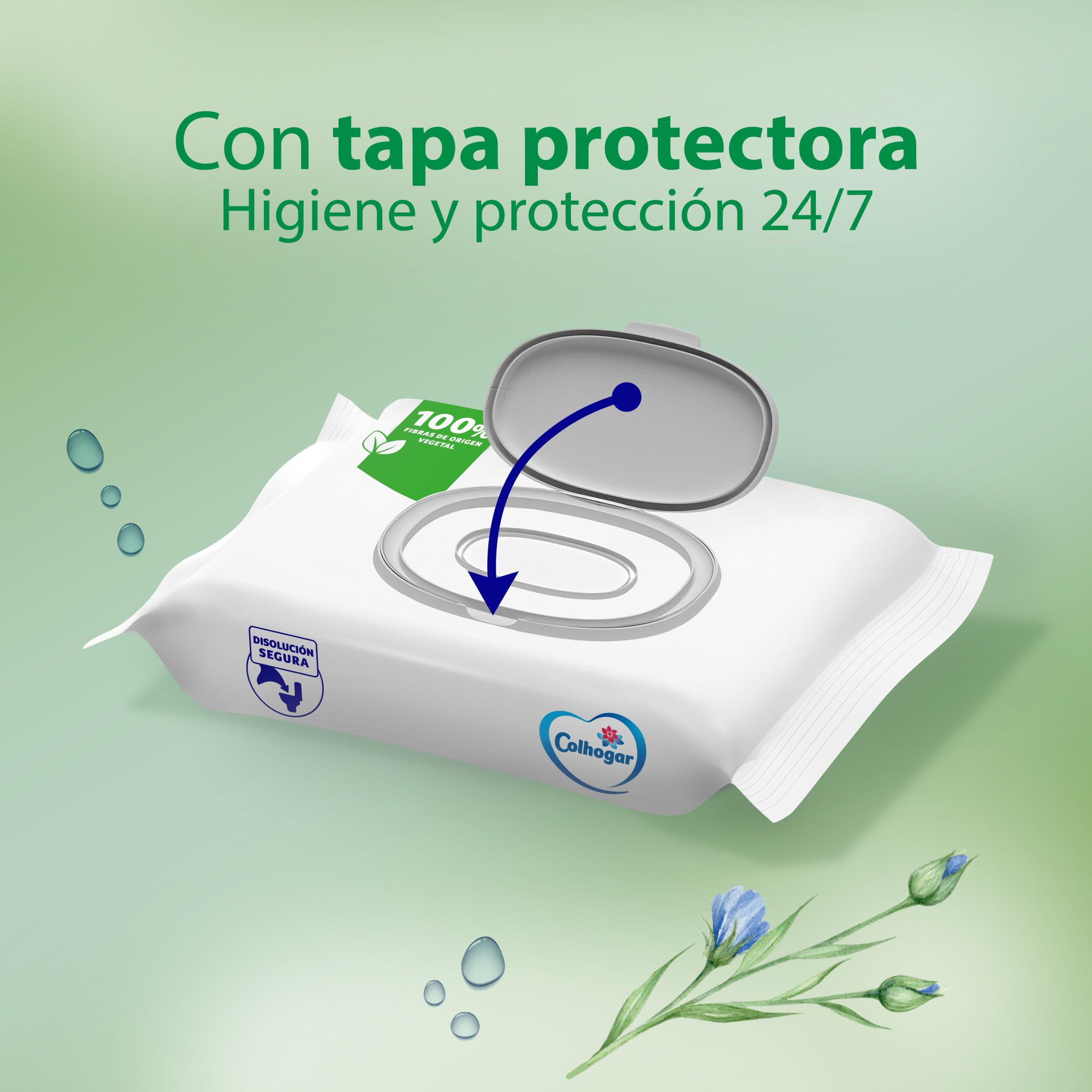 Colhogar Aloe 8x80 - Papel Higiénico Húmedo Desechable con Extracto de Aloe Vera - Sin Alcohol - Dermatológicamente Testado - Paquete con 640 Toallitas Húmedas y Desechables por WC