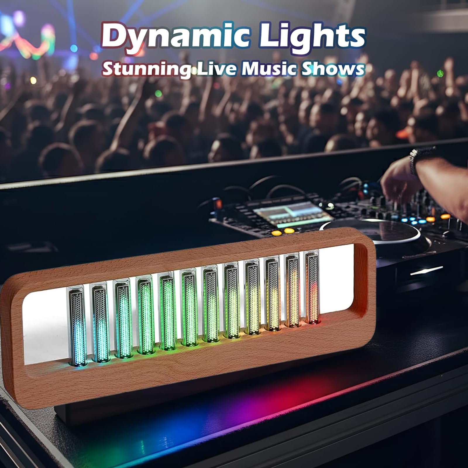 Wyświetlacz spektrum muzyki LED, analizator widma audio o wysokiej czułości z przetwornikiem mikrofonowym, 7 wstępnie ustawionych trybów do gier i dekoracji