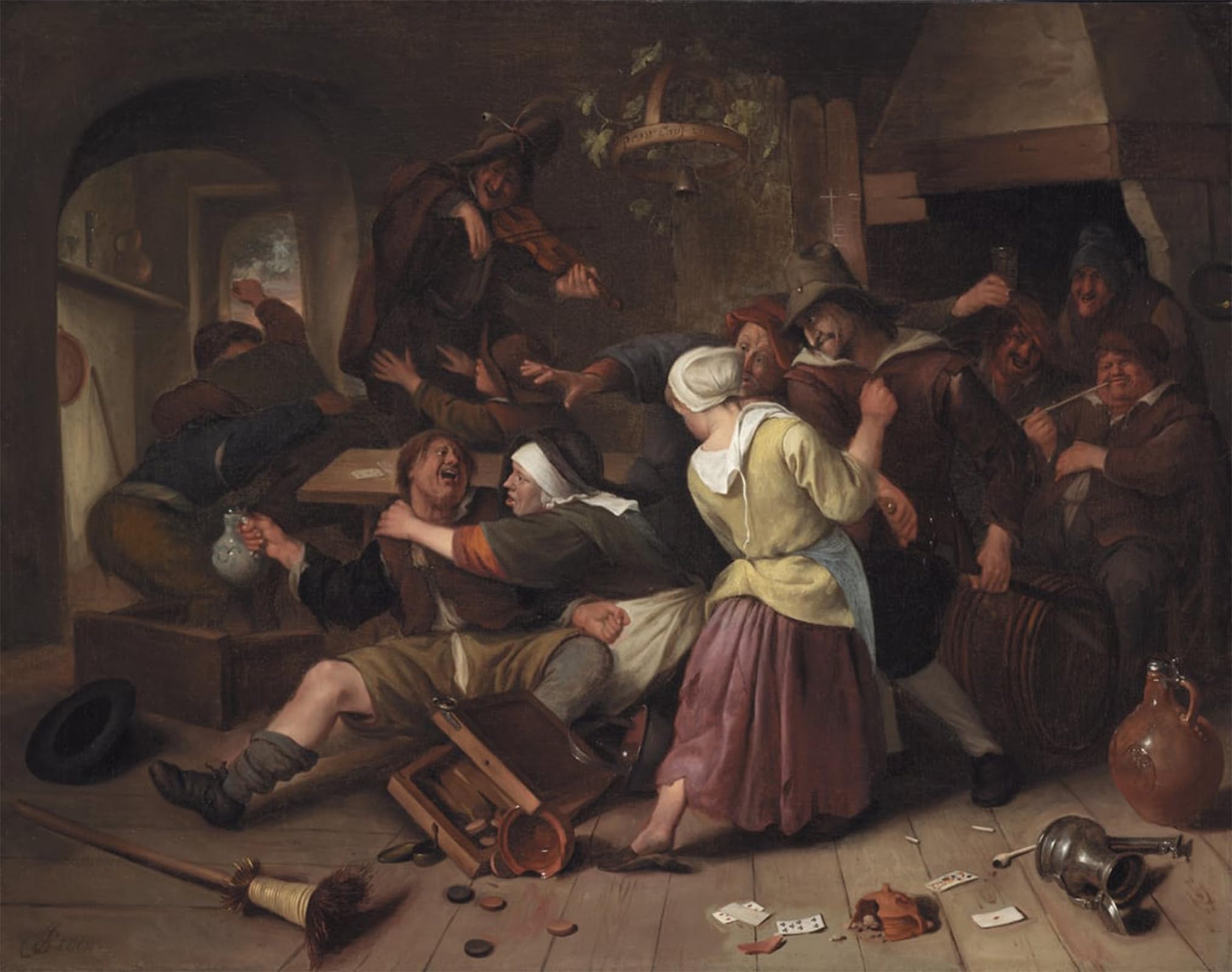 POSTERIIk Vintage Print Pop Art Landscape Artwork Gamblers Quarreling by Jan Havickszoon Steen Art Prints for Office Home Decor 60x90cm