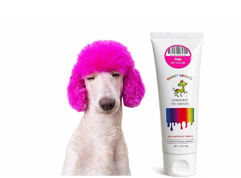 Tinta para Pelos de Cães e Cavalos CRAZY LIBERTY em Gel Pink para Coloração Decorativa Profissional, 120 mL