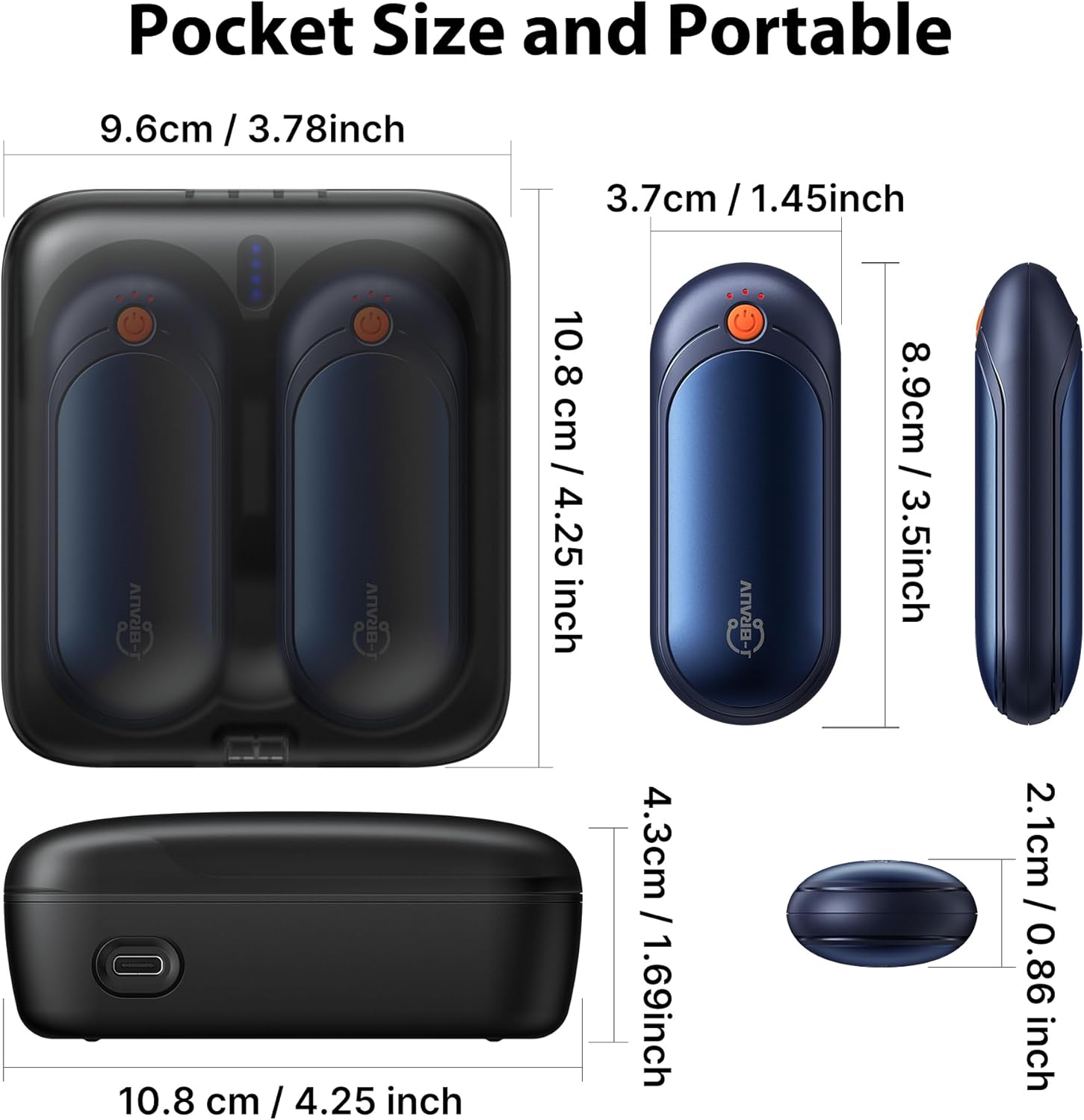 Hand Warmers Rechargeable 2 Pack,5 Levels Double Sided Heating Electric Hand Warmer with 10000mAh Charging Case Portable Pocket Heater Gifts for Christmas Winter Outdoor Golf Hunting Camping - Image 6