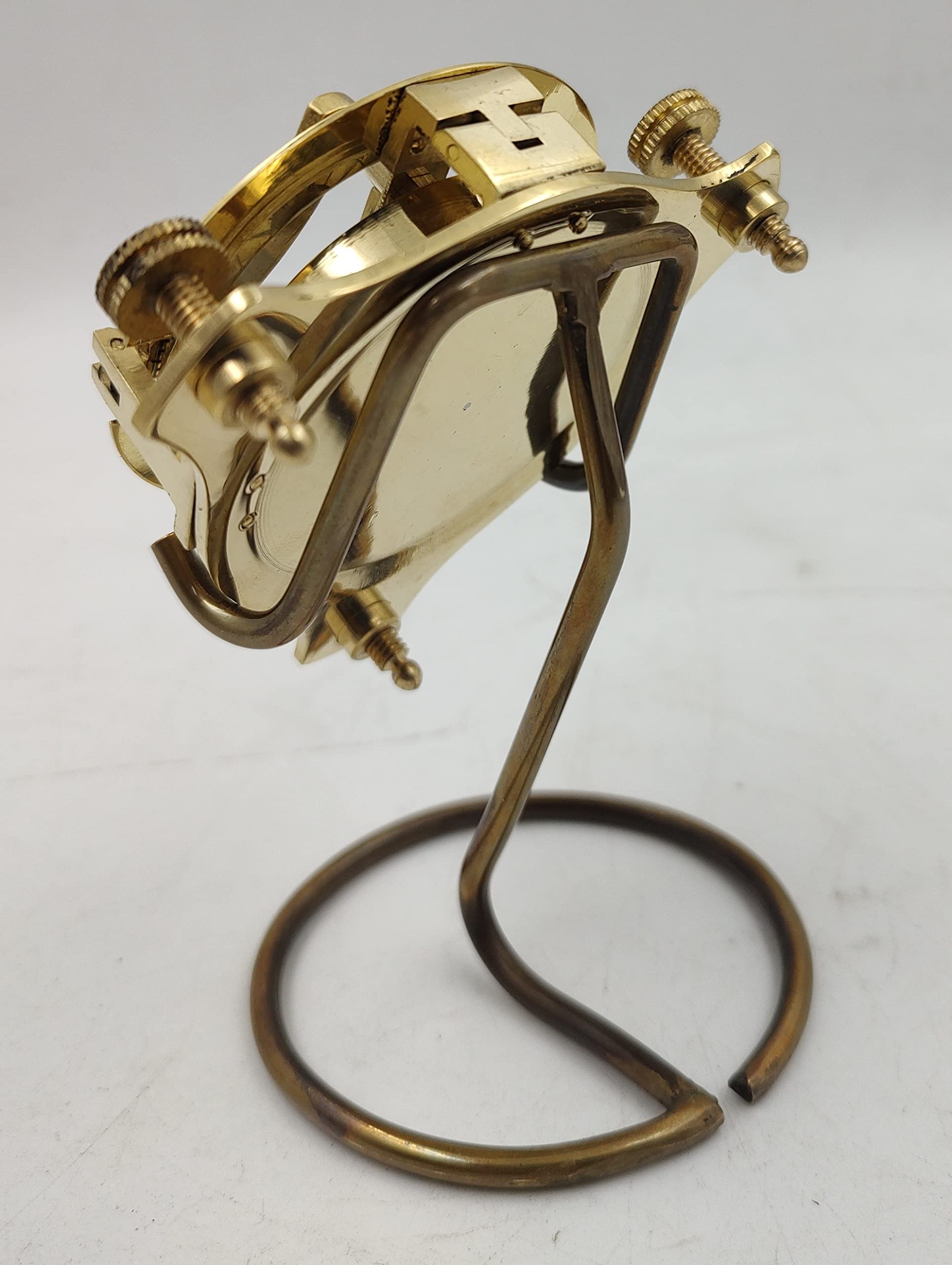 Sundial Compass for Hiking, 3 Inches Nautical Compass for Outdoor, Pocket Compass for Hiking, with Display Stand Camping Maritime Vintage Brass Sundial Compass 2