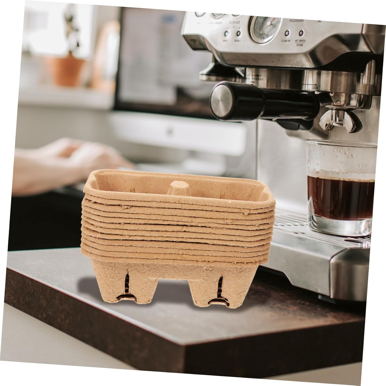 SOLUSTRE 50pcs Disposable Coffee Cup Carrier Tray Paper Holders for Takeout Drinks Beverage Packing Rack for Coffee and Tea for Outdoor Events and Parties