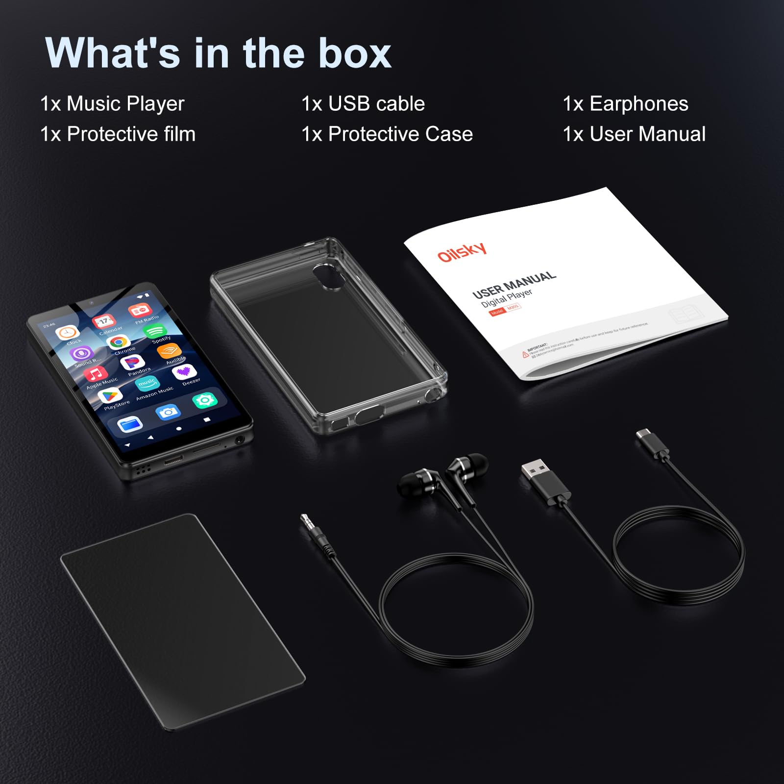 Reproductor MP3 32GB con Bluetooth y WiFi, Cámara, Oilsky 4,02" Android 13 Reproductor de Música HD con Spotify, Audible, Deezer, MP4 Pantalla Táctil y Altavoz