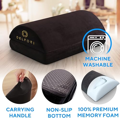 Miniatura 6 de Reposapiés prémium para debajo del escritorio, reposapiés ergonómico para el trabajo, hogar y oficina, taburete de espuma viscoelástica de altura