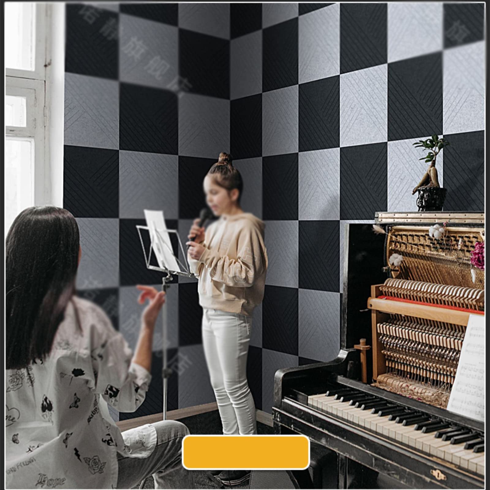 Pannelli fonoassorbenti in schiuma ad alta densità – Confezione da 10 grandi piastrelle acustiche da parete 50 x 50 x 1 cm, per studio teatro e uso domestico, pannelli autoadesivi in feltro per