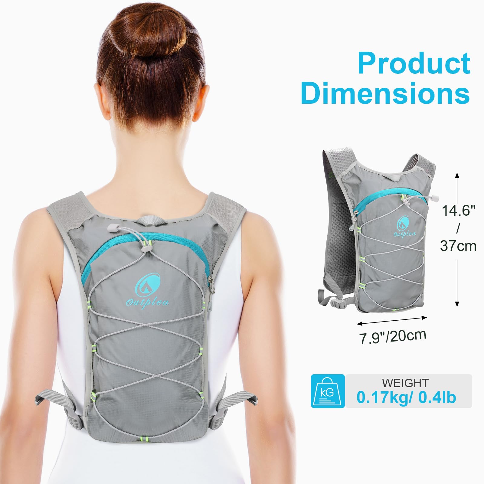 Zaino Idratazione Running con Vescica 2L, Zainetto Running Leggero Donna Uomo, Zaino Acqua per MTB Ciclismo Maratona Trekking