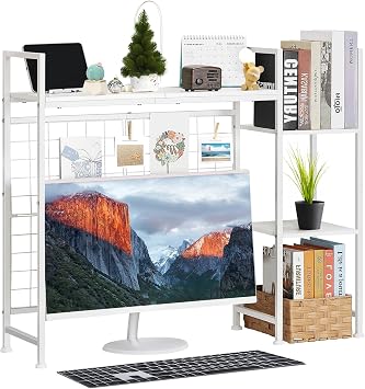Desk Hutch Shelf White Desktop Bookshelf Dorm