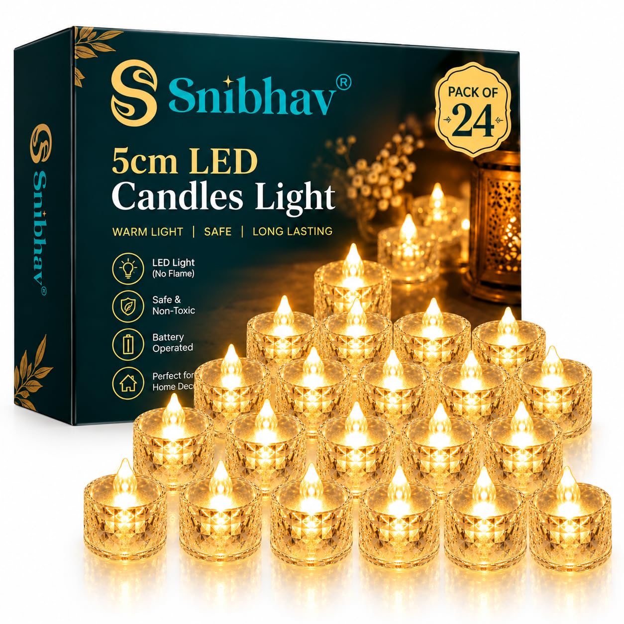 LED Tea Lights - Warm White Set of 12 -7