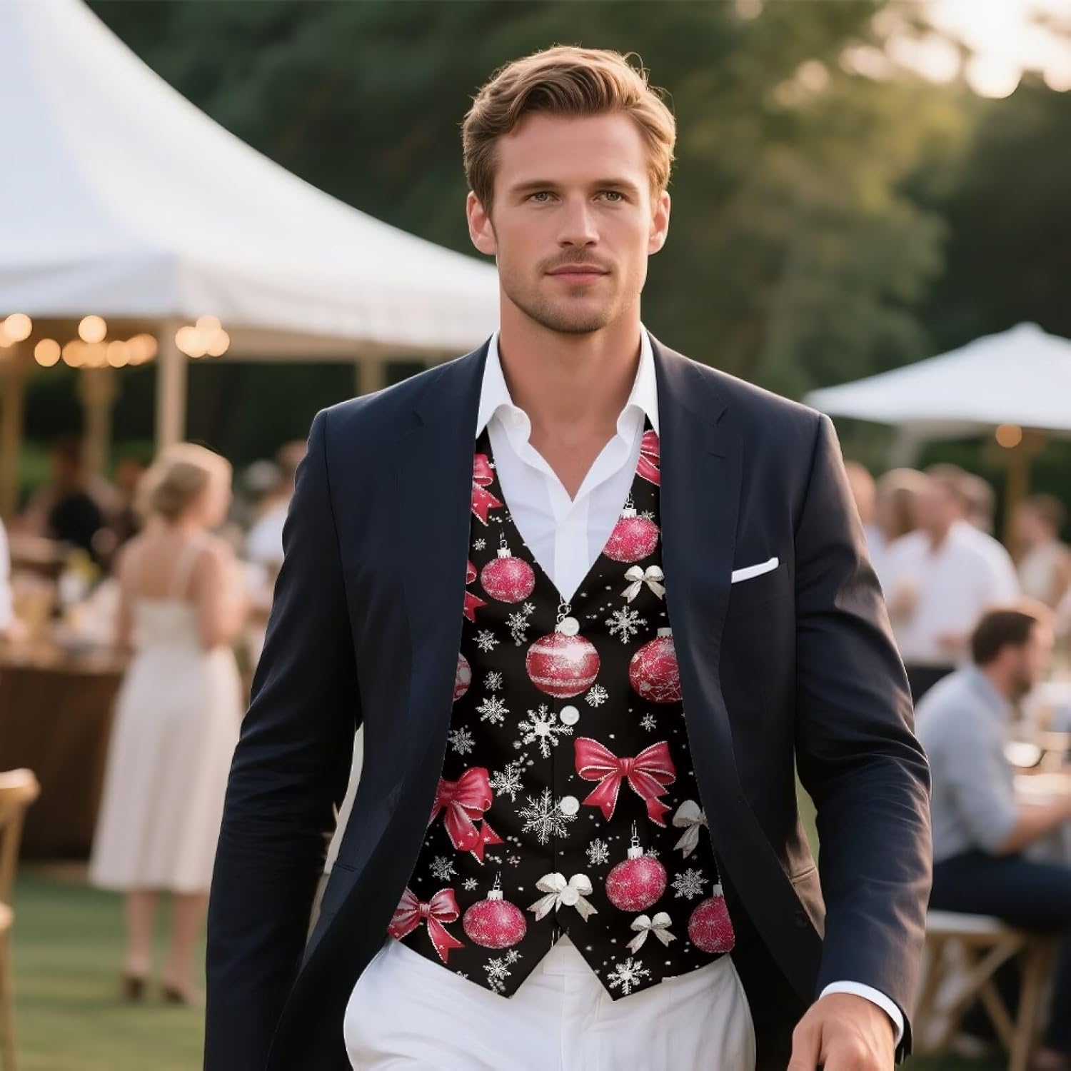 INSTANTARTS Men's Suit Vest Lightweight Sleeveless Men's Vest Jacket Casual V Neck Waistcoat Casual Vests with Pockets