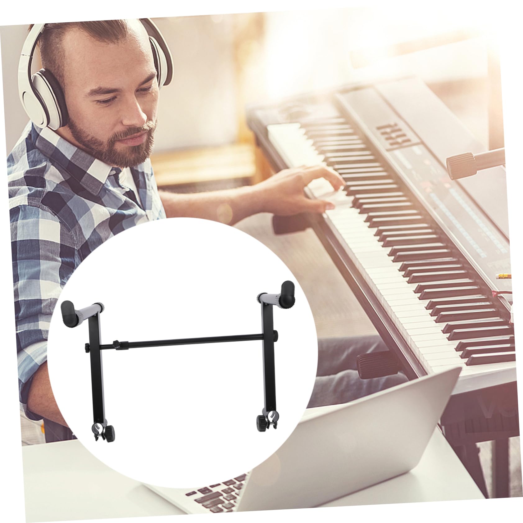 Supporto Per Tastiera Regolabile in Larghezza Doppio Tubo, Altezza 47-71 Cm, Pieghevole e Facile Da Montare, Adatto a Tastiere Elettroniche e Organi, Uso Domestico e Concerti