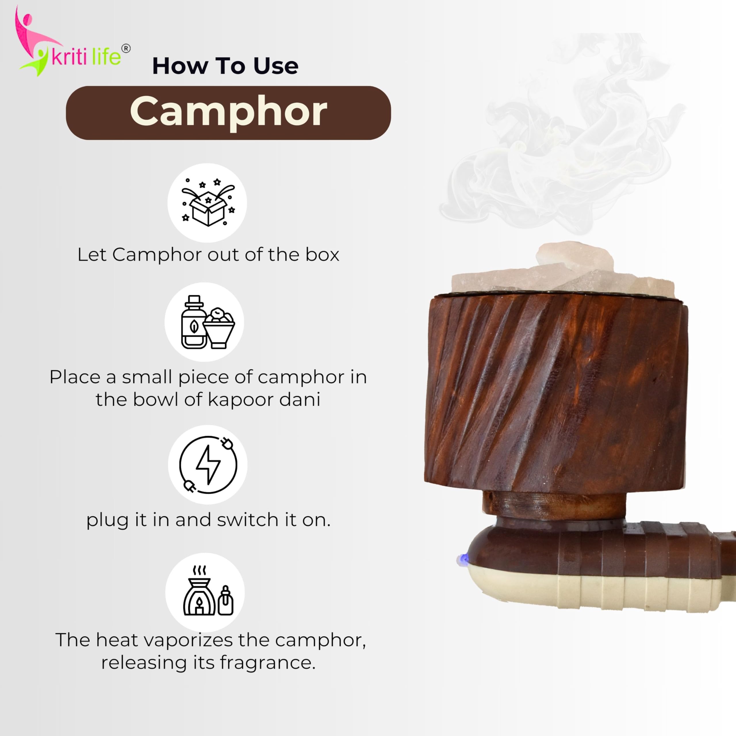 Kriti Life Energised Camphor Feng Shui 500 Gram | Organic Pure White Kapoor for Pooja Hawan | Home Fragrance | Aromatherapy | Kapoor Dani & Diffuser Suitable - Image 6 thumbnail