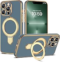 Vista 50 de Funda compatible con iPhone 12 con soporte de anillo magnético invisible [compatible con Mag-Safe] [Protector completo de lente de cámara] Funda