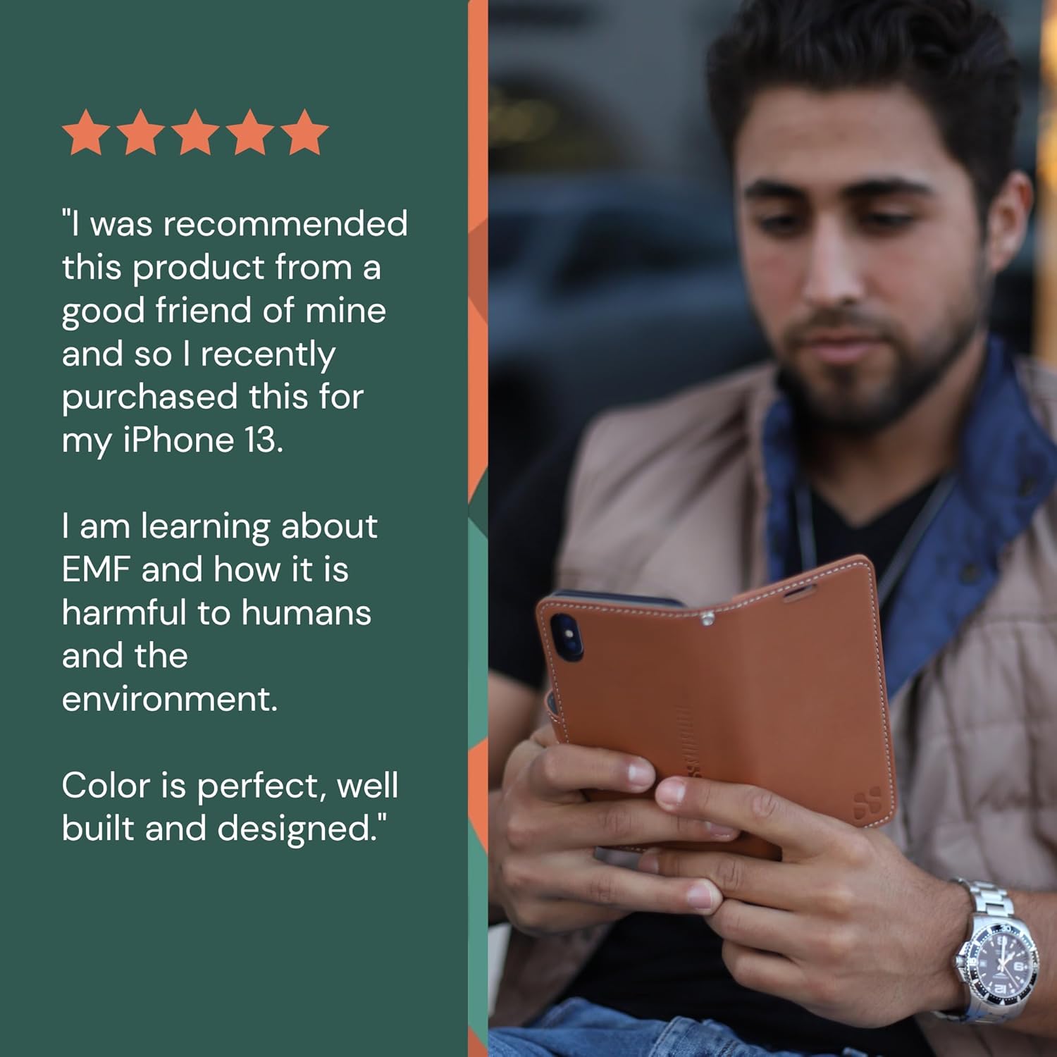 SafeSleeve Wallet Leather Case for iPhone 11 EMF Blocker for Cell Phone with 3 Card Holder & Adjustable Stand – Magnetic Closure, and Magnetic Folio Protection for Daily Use (Black) - Image 9