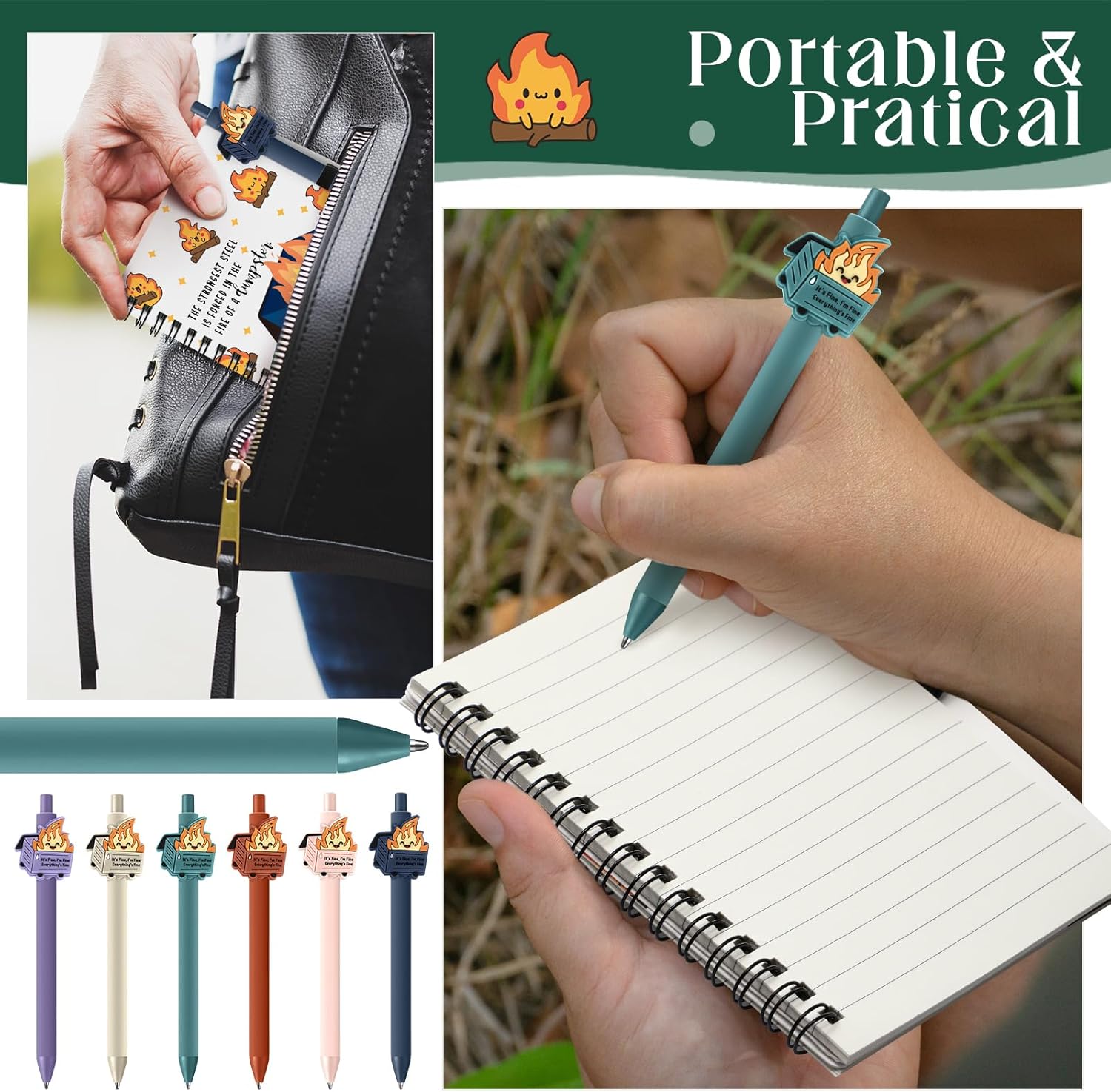 Resurhang Dumpster Fire Gifts Bulk Funny Coworker Employee Appreciation Gifts, A6 Notebooks Pens Set for Nurse Appreciation, Office Team Staff, Teacher, Volunteer(60 Pcs,Colorful)