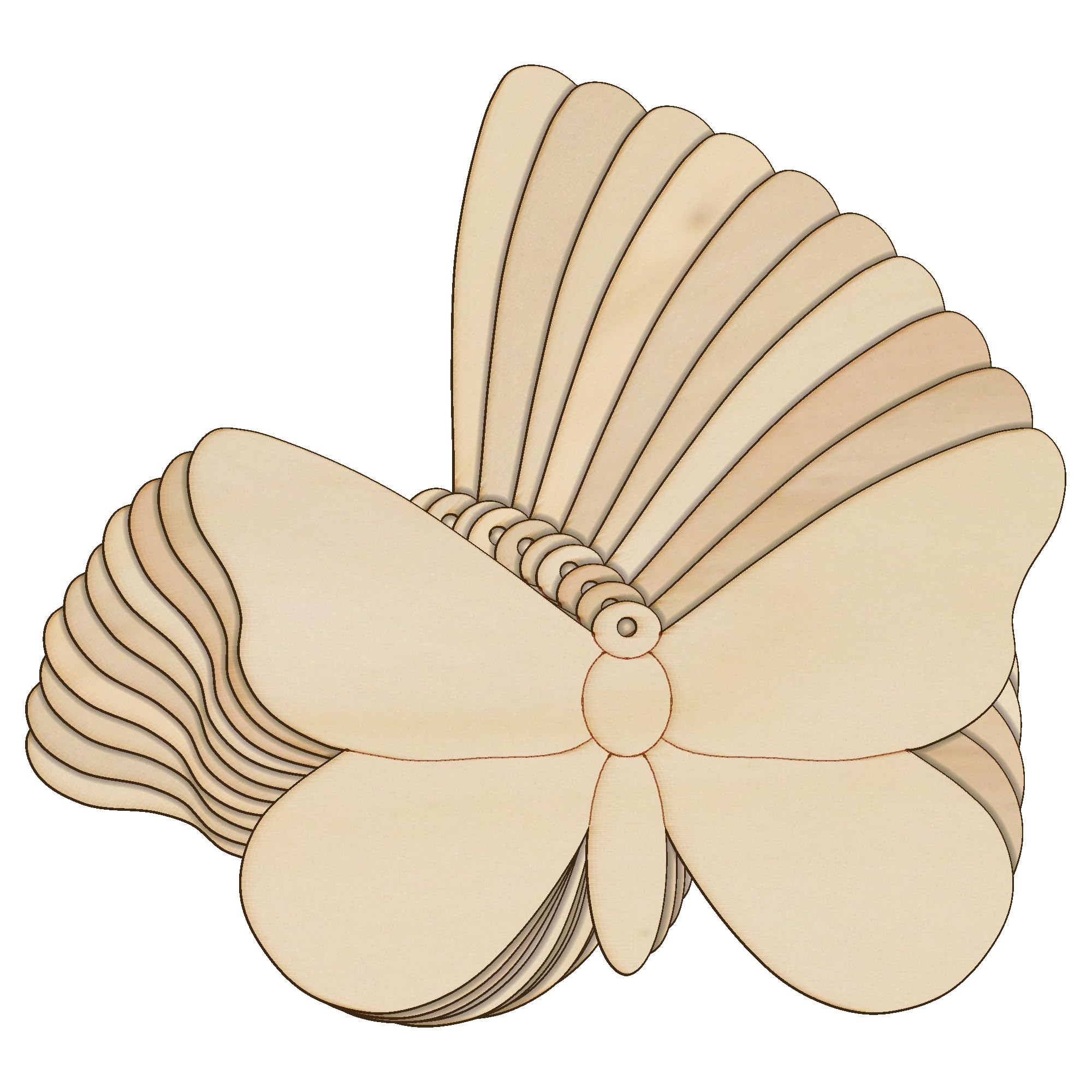 10x Wooden Simple Butterfly Craft Shape in 3mm Ply Style B Insect and Wildlife(5 x 7.5cm,Hole Top Centre)
