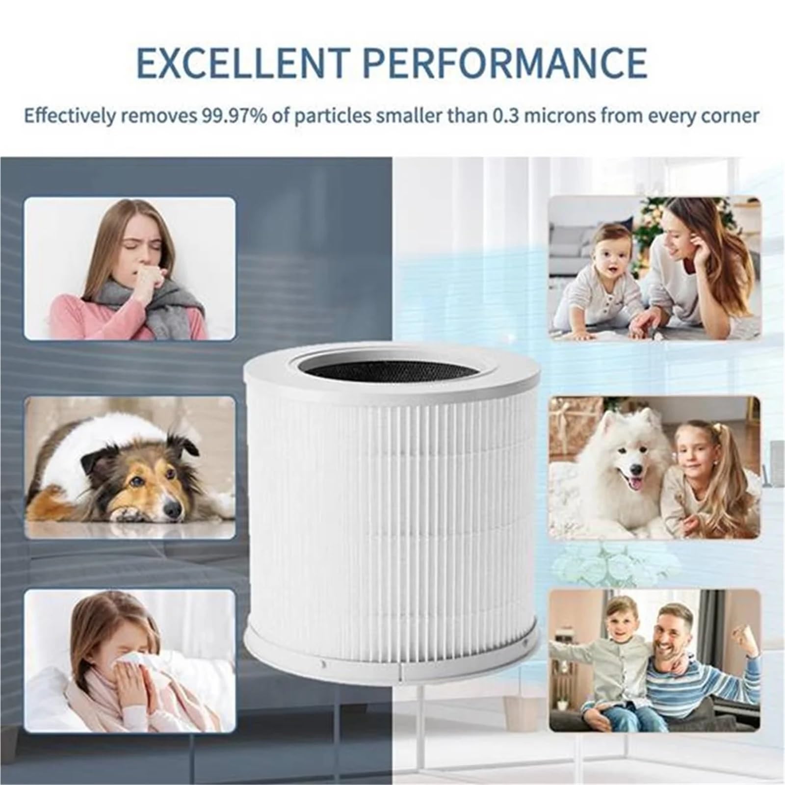 Filtro De Repuesto for Purificador Aire, Compatible con Xiaomi, 4 Filtros Compactos Inteligentes H13 HEPA 3 Etapas