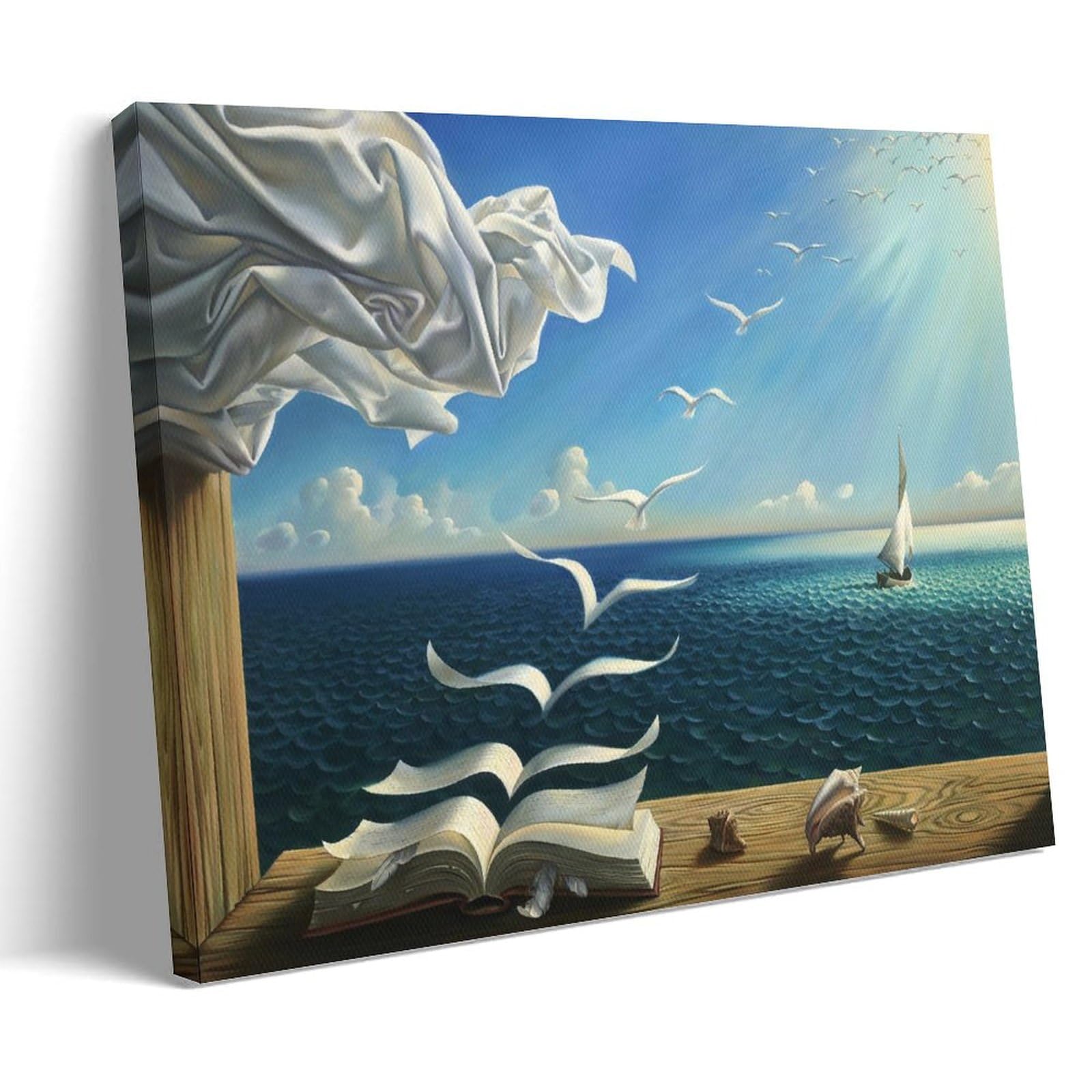 Yyueqil Frame Salvador Dali Wave Book Painting Poster Artworks Canvas Room Aesthetic Wall Art Prints Home Modern Decor 16X24inch(40X60cm)