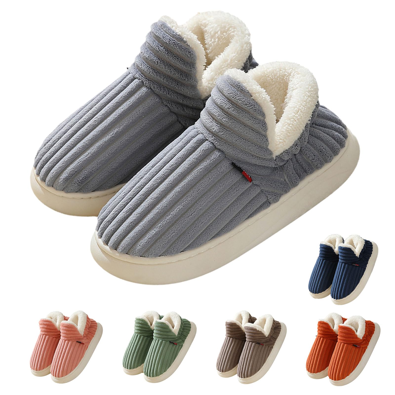 Sunmoine Cloud Slippers, Heated Slippers Women Men Fluffy Slippers Thick Sole Anti-Skid Cozy Plush House Slippers