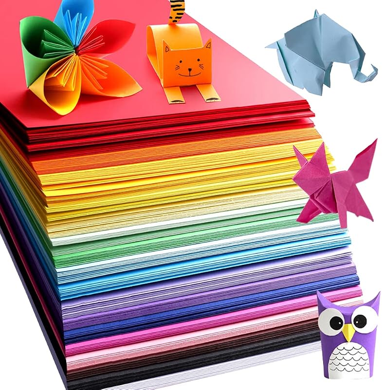 Papel de origami, paquete de 200 hojas, 20 colores vivos, doble cara, cuadrado de 6 pulgadas, papel fácil de plegar para niños, adultos, principiantes, proyectos de artes y manualidades.