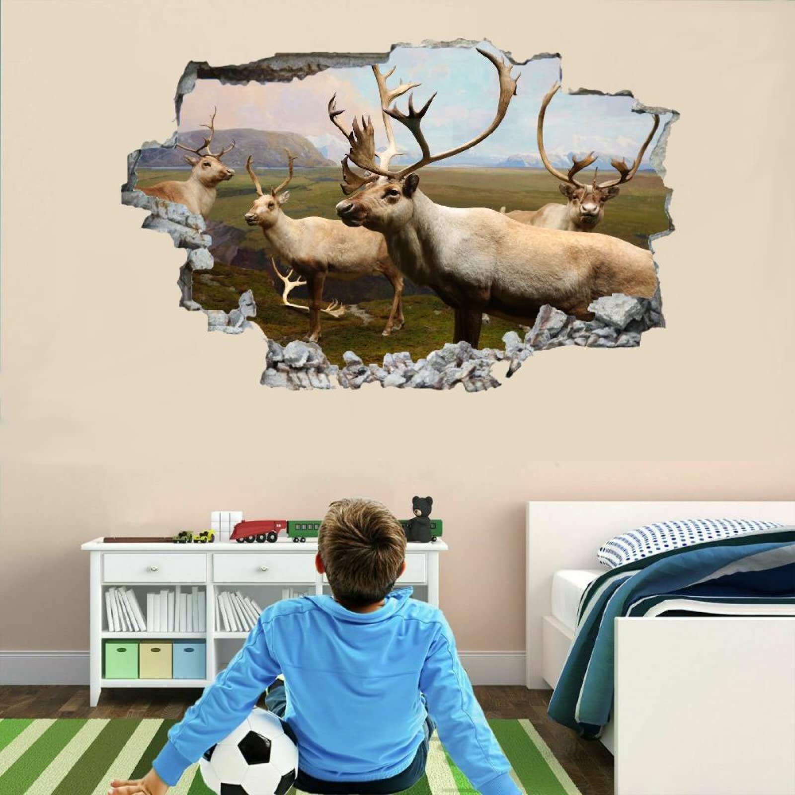 Vinilos Decorativos 3D Rotos Antílope Tatuaje De Pared Vinilo Extraíble Decoración Del Hogar Animal Calcomanías Para Bebé Guardería Niña Niño Habitación Decoración De Pared 80x120cm