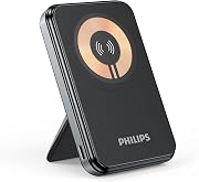 Philips(フィリップス) モバイルバッテリー MagSafe マグネット式 ワイヤレス充電器 5000mAh スタンド付きDLP2551Q | 2台同時充電 usb-c 入出力 ポート パススルー機能搭載 iPhone 17 16 15 14 13 12 Android iOS 機種対応 小型 軽量 機内持込可能 PSE認証済