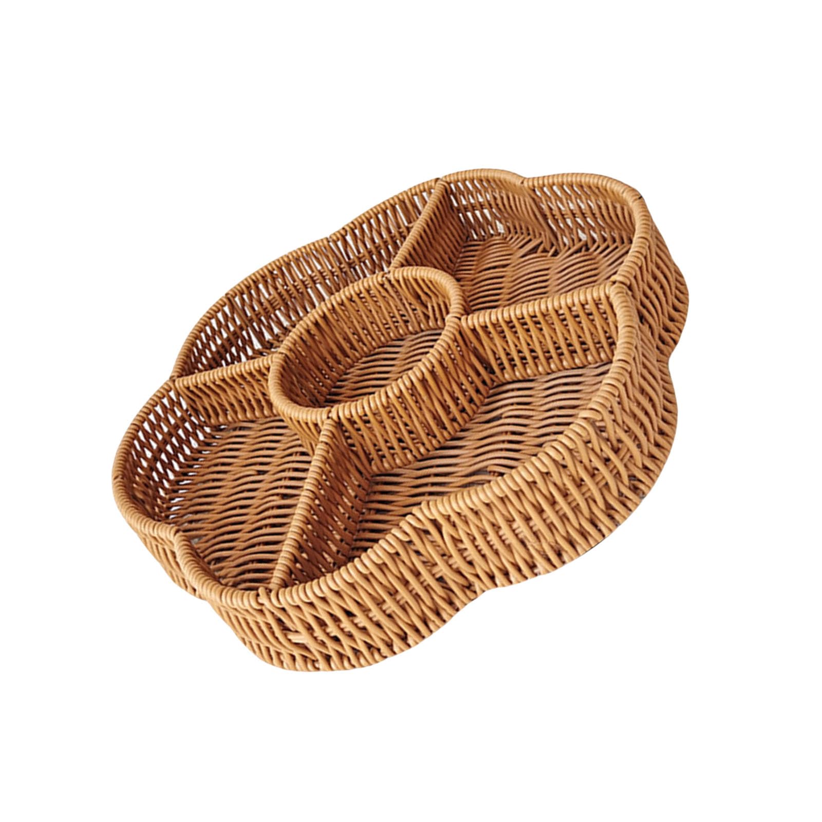 Fruits Serving Baskets Artificial Rattan Fruit Tray Bread Baskets for Kitchen and Restaurant Use Sturdy Snacks Organizers