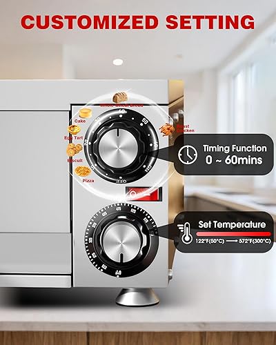 Miniatura 2 de Wantjoin Horno de pizza para interiores Hornos eléctricos de pizza de acero inoxidable para encimeras, para pizzas de 12 pulgadas, con bandeja de