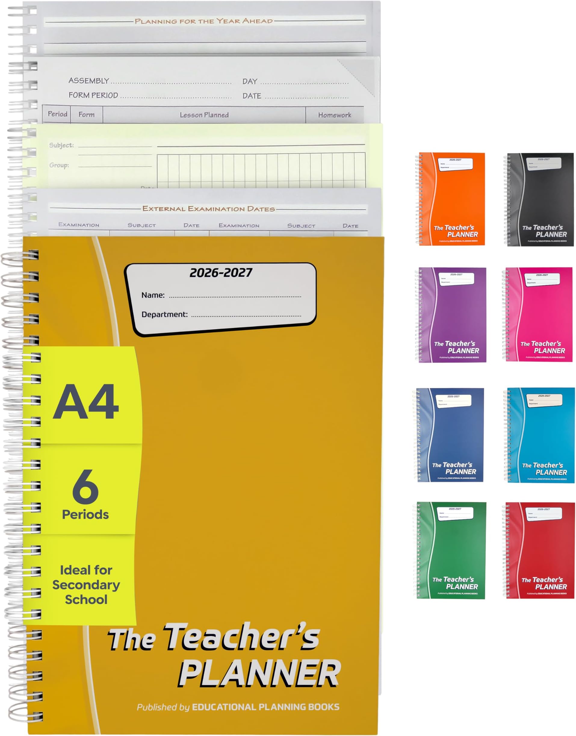 The Teachers Planner 2026-2027 for Secondary School – A4 – Six Period Day – Page-a-Day & Undated, with Dedicated Pages for Year Planning, Exams, Marking and more (TP3-Y)