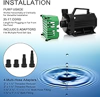 Vista 4 de BARST Bomba de agua sumergible de 150 W, bomba de estanque de alto flujo con cable de alimentación de 25 pies, bomba de fuente para cascada