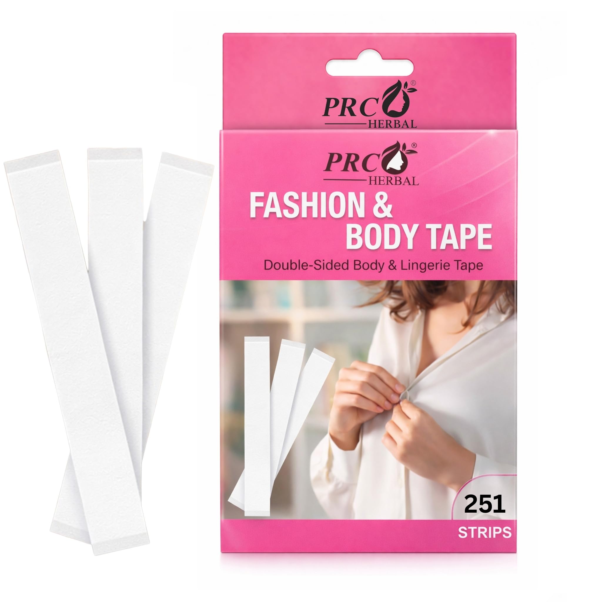 PRC HERBAL Fashion Tape for Women [Pack of 2, 502 Strips] Double Sided Clothing Tape | Strong Hold, Skin Safe | Invisible Tape for Dresses, Tops & Blouses | Sweat Resistant, Transparent & Waterproof-image-27