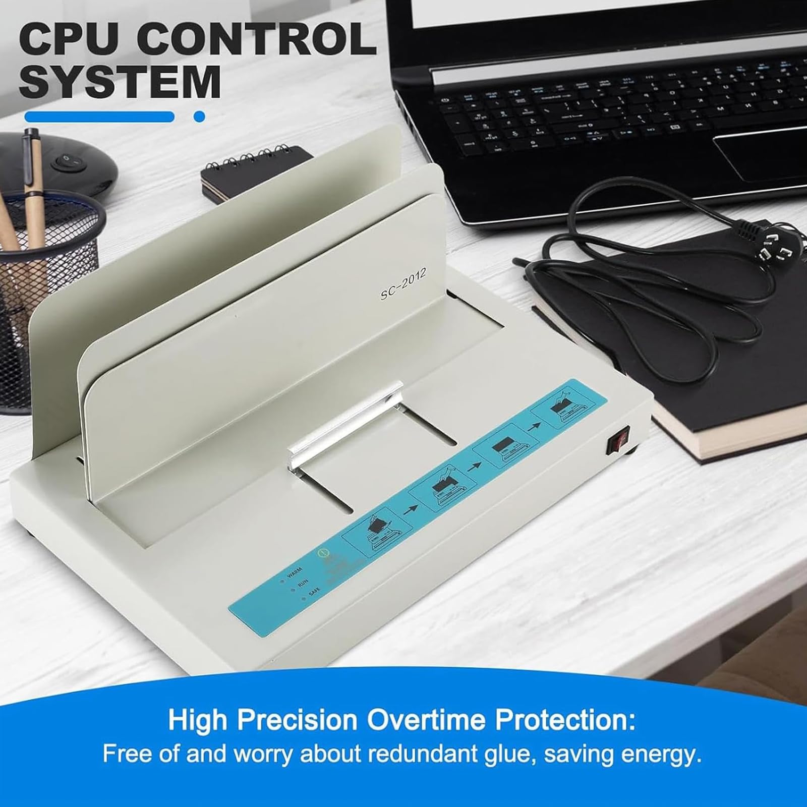 Bindownica termiczna, segregator na gorąco o pojemności 500 arkuszy, grubość oprawy 1-50 mm i automatyczne mocowanie, do oprawy książek A3 (krótka krawędź)/A4 (długi bok)