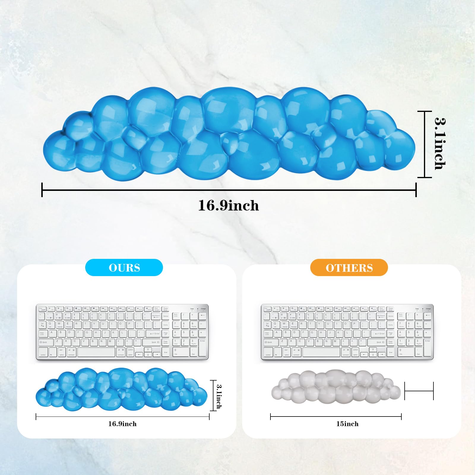 Gel Cloud - Poggiapolsi per tastiera, grazioso supporto per polso e braccio, per tastiera, sollievo dal dolore, adatto per ufficio/computer/laptop/gaming (poggiapolsi da tastiera blu)