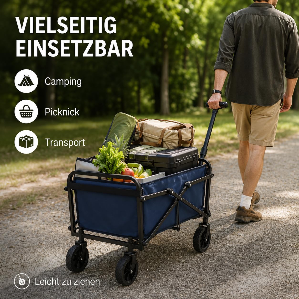 Bollerwagen faltbar 180L, bis 250 kg belastbar - Ziehwagen