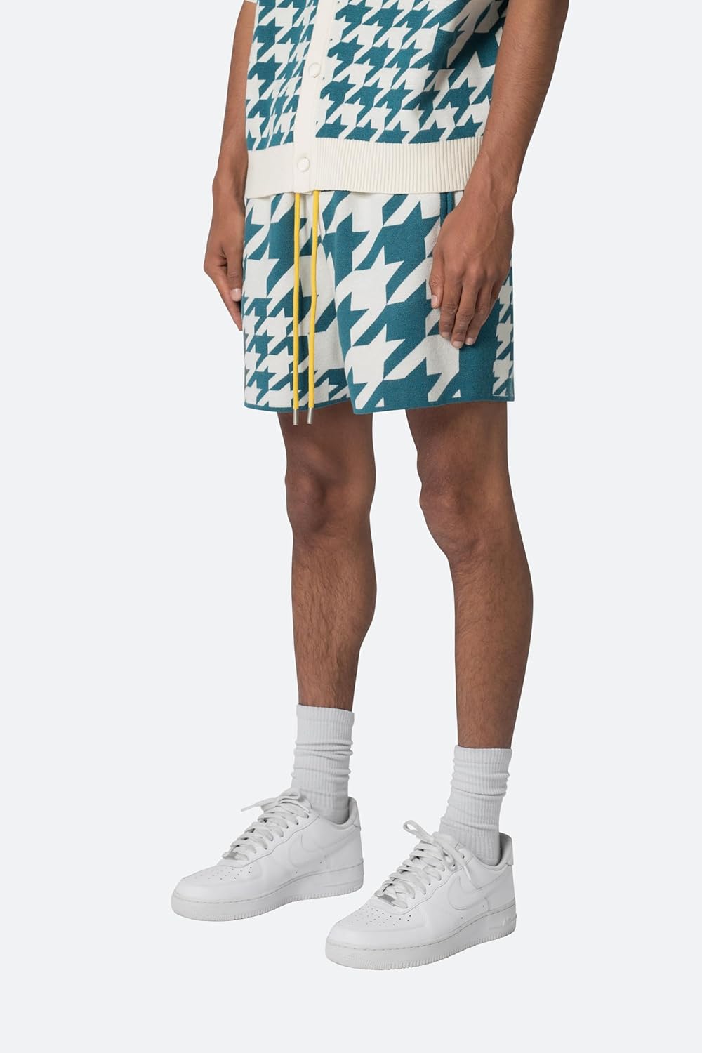 mnml Men's Houndstooth Knit Shorts X-Small Teal