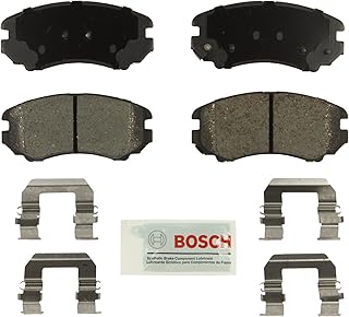 BOSCH BE924H Blue Ceramic Disc Brake Pad Set With Hardware - Compatible With Select Hyundai Azera, Elantra, Sonata, Tiburon, Tucson; Kia Amanti, Magentis, Optima, Soul, Sportage; FRONT