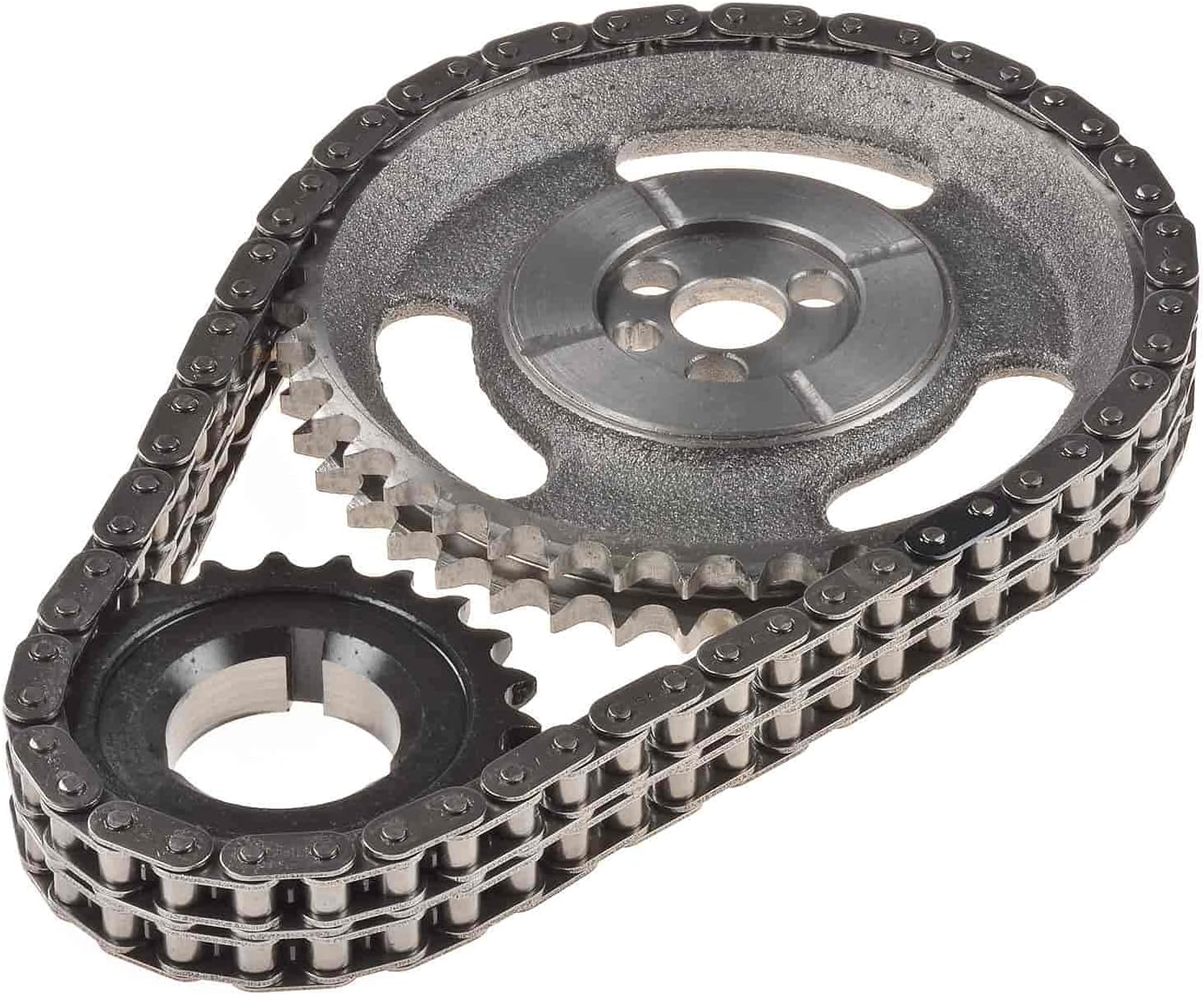 JEGS Double Roller Timing Chain Set | For 1987-1992 Small Block Chevy 305-350 | Made In USA | With Factory Hydraulic Roller Cam | Not For Use With LT1 Or LT4 Engines | 3-Keyway
