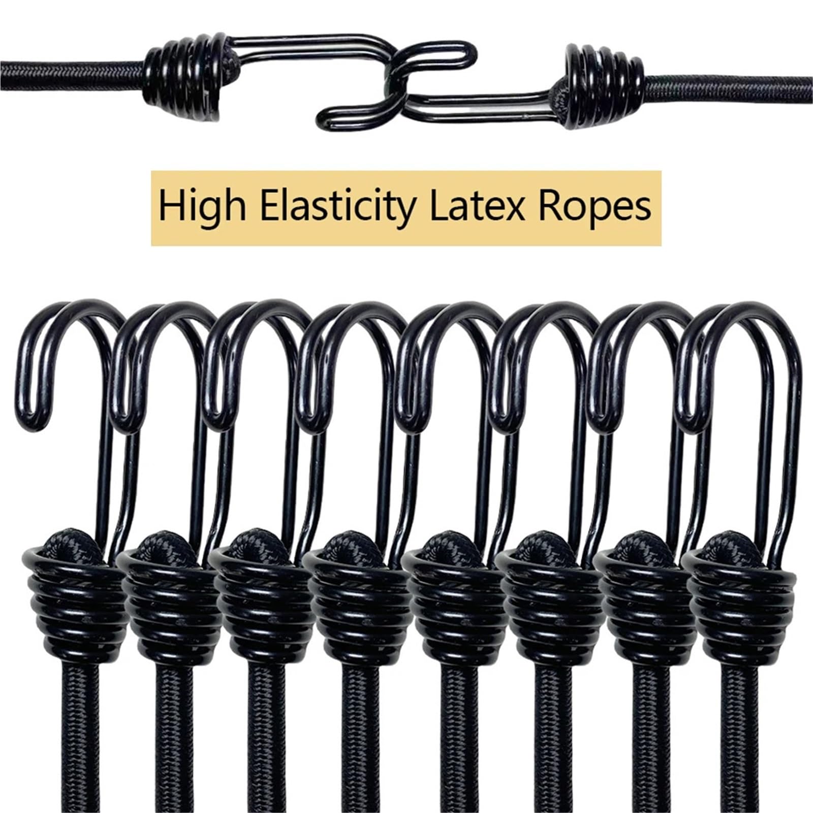 Pulpos Elasticos con Gancho Cordón elástico de látex | 2/6/8 Uds correas de equipaje de cuerda atada amarres for bicicletas Camping(8Pcs)