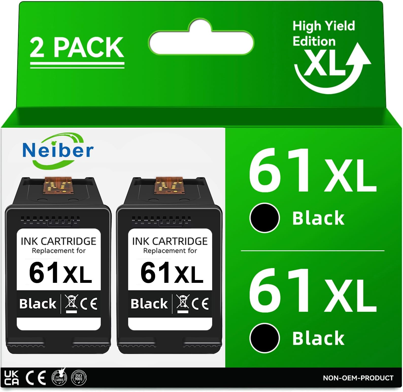 NYNYG Remanufactured 61XL Ink Cartridges Combo Pack Compatible for HP Ink 61 XL High Yield Work