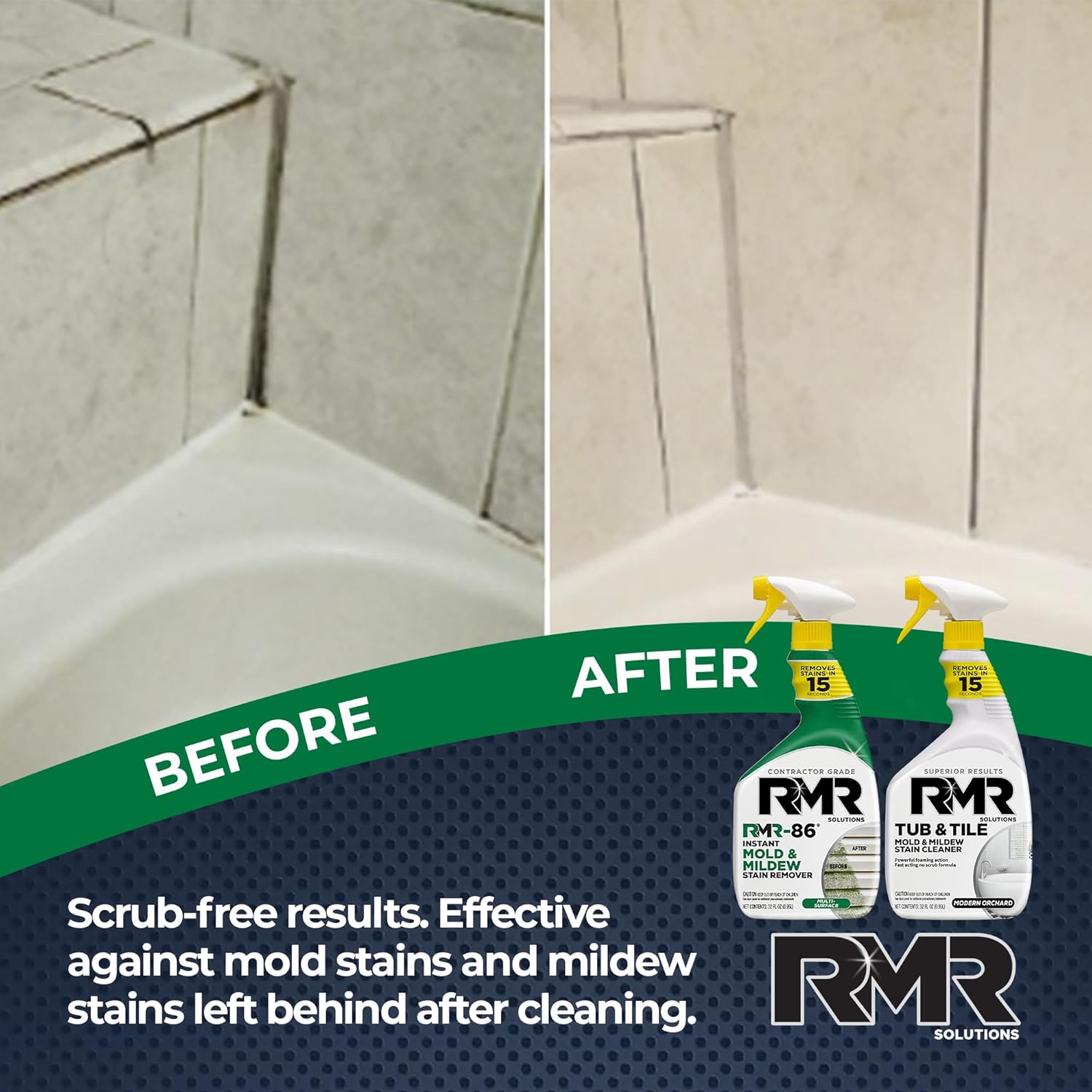 RMR Mold Stain Eraser Max Pack – No-Scrub Tub & Tile Cleaner + Instant Mold & Mildew Stain Remover Spray, Indoor/Outdoor Bathroom, Shower, Siding, & Deck Cleaning Kit, 2–32 Oz Bottles - Image 6